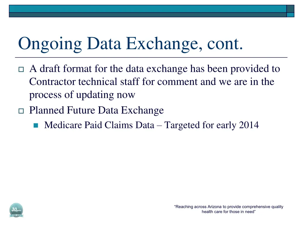 ongoing data exchange cont 2