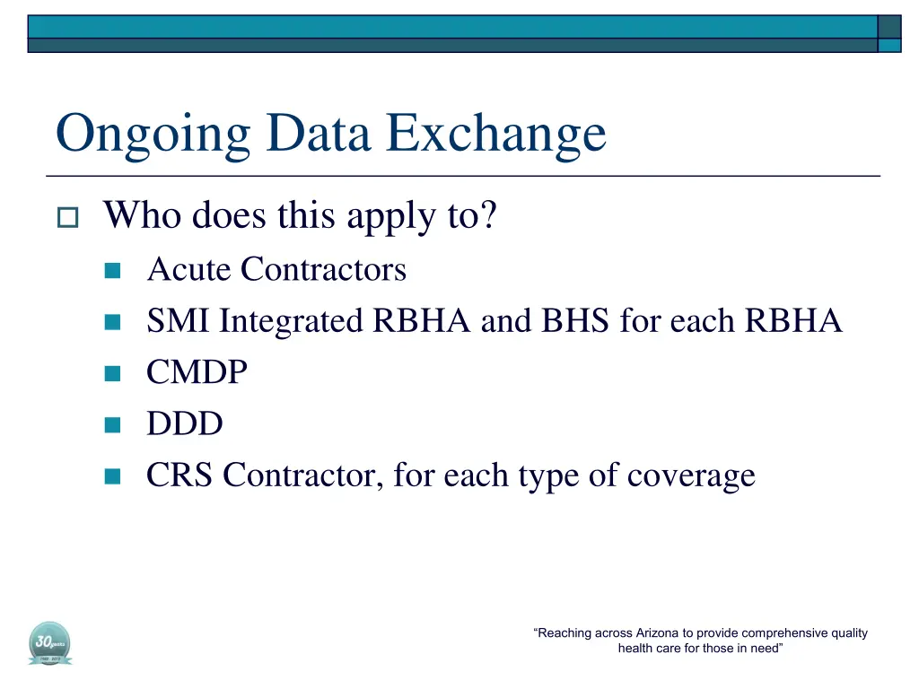 ongoing data exchange