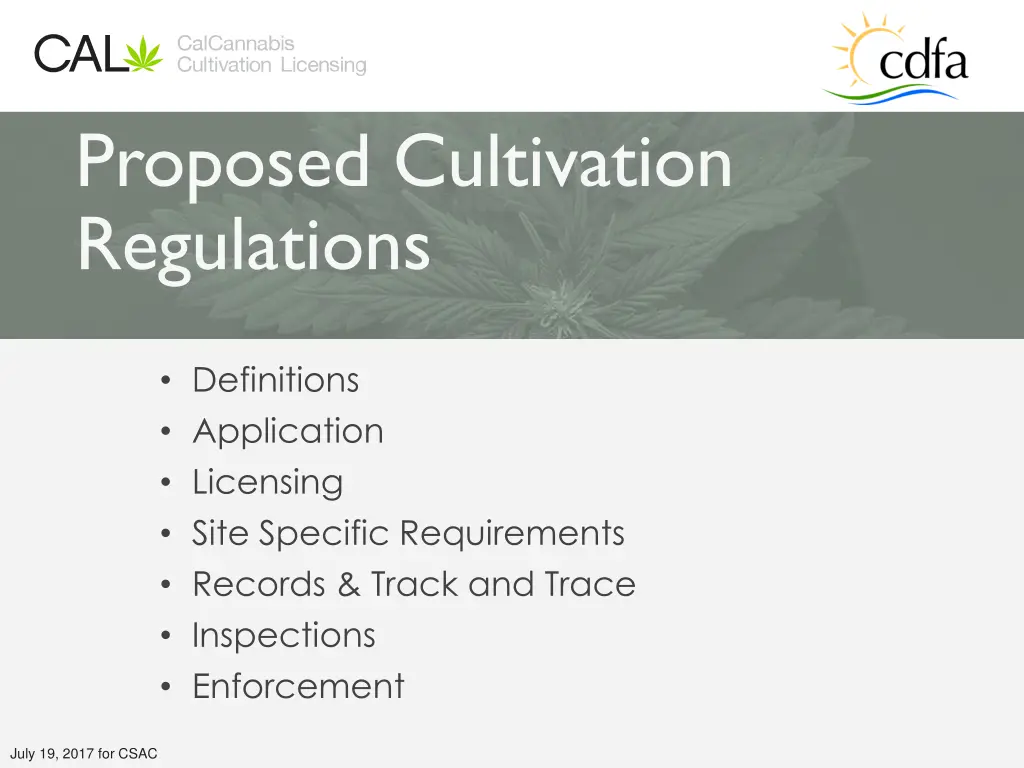 proposed cultivation regulations