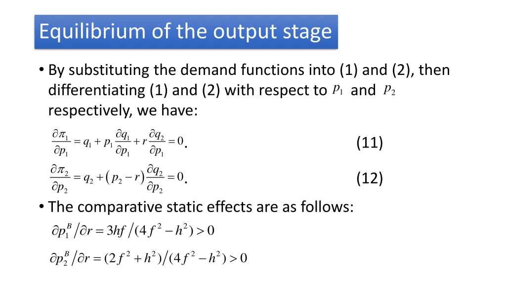 equilibrium of the output stage