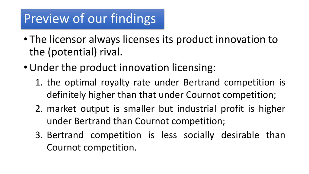 preview of our findings