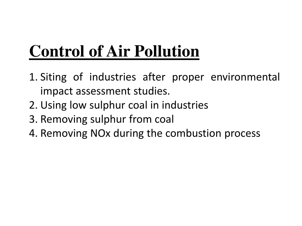 control of air pollution