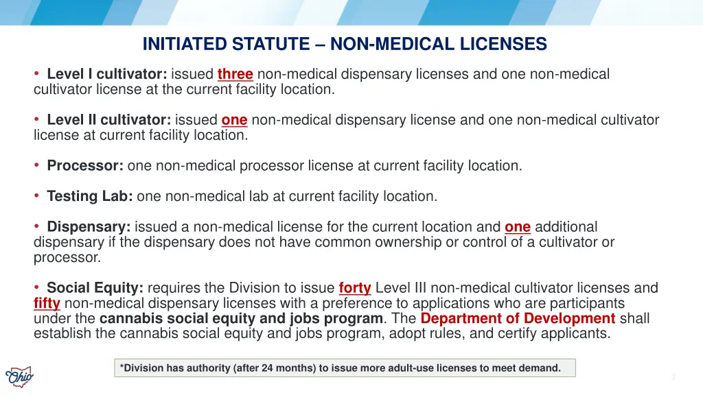 initiated statute non medical licenses