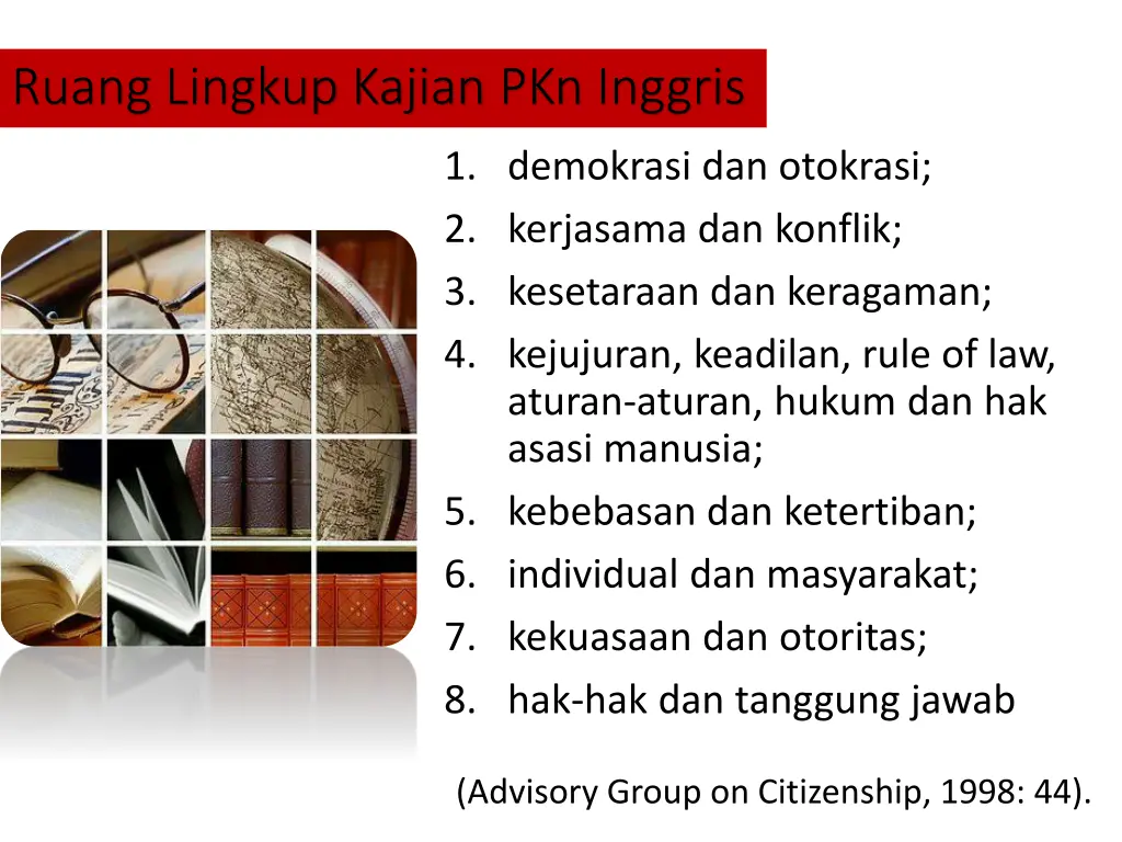 ruang lingkup kajian pkn inggris