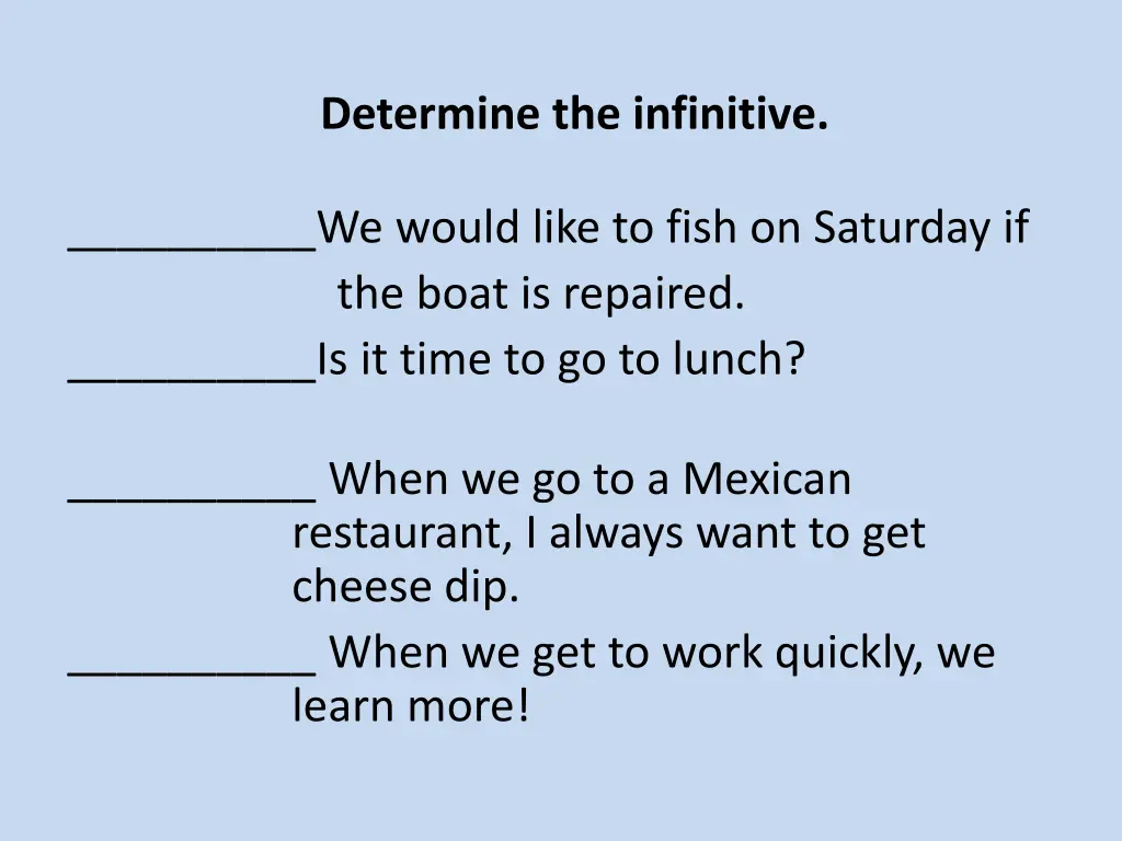 determine the infinitive