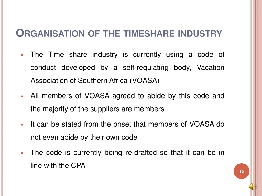o rganisation of the timeshare industry 1