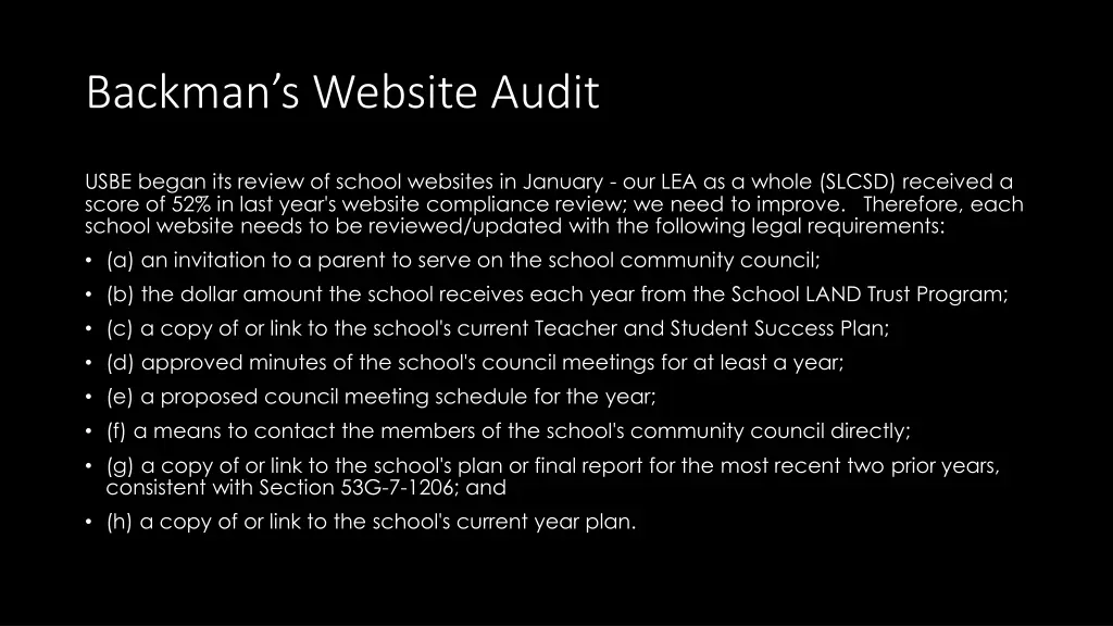 backman s website audit