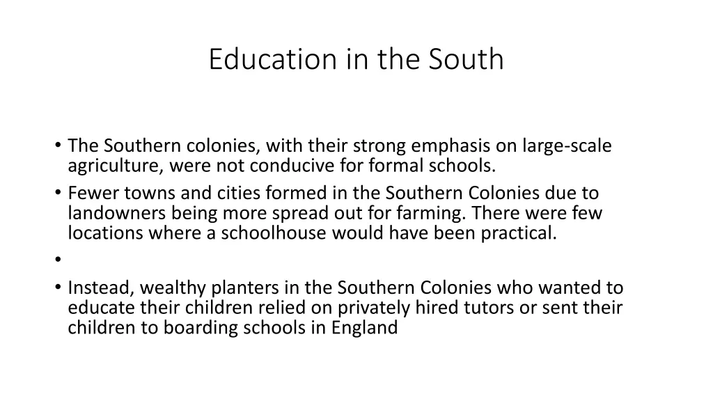 education in the south