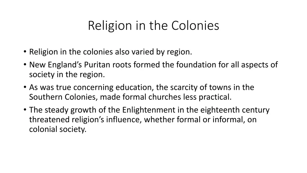 religion in the colonies