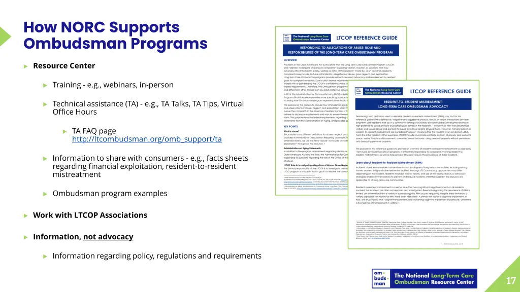how norc supports ombudsman programs