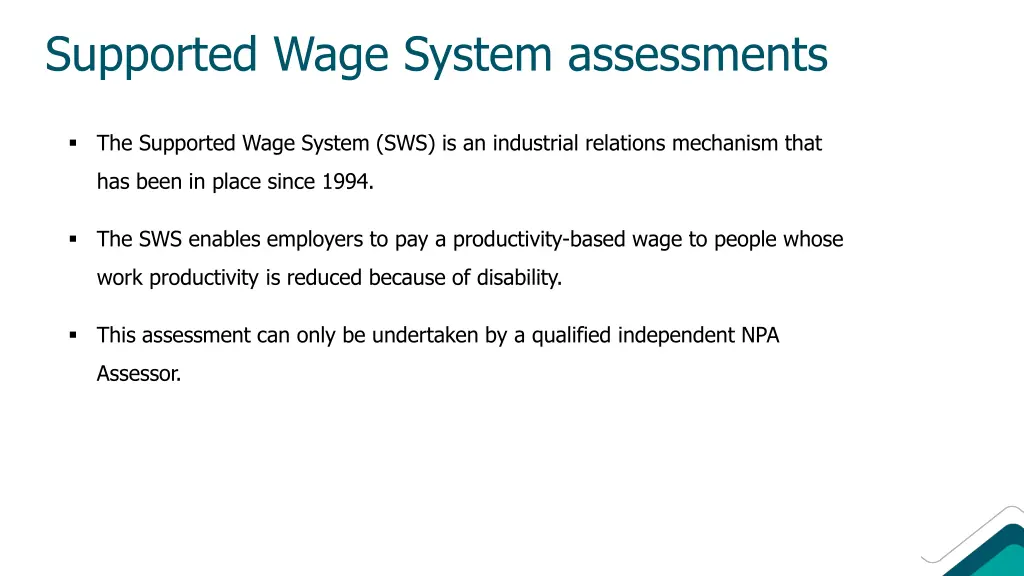 supported wage system assessments