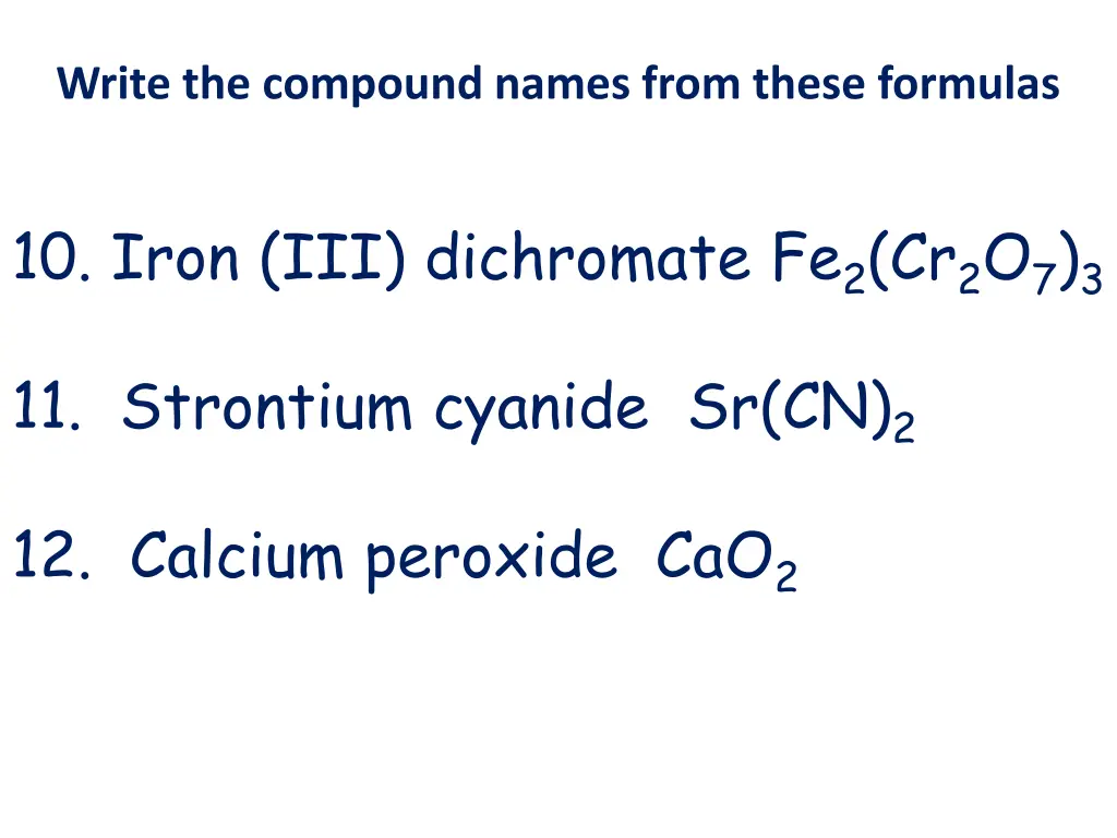 write the compound names from these formulas 2