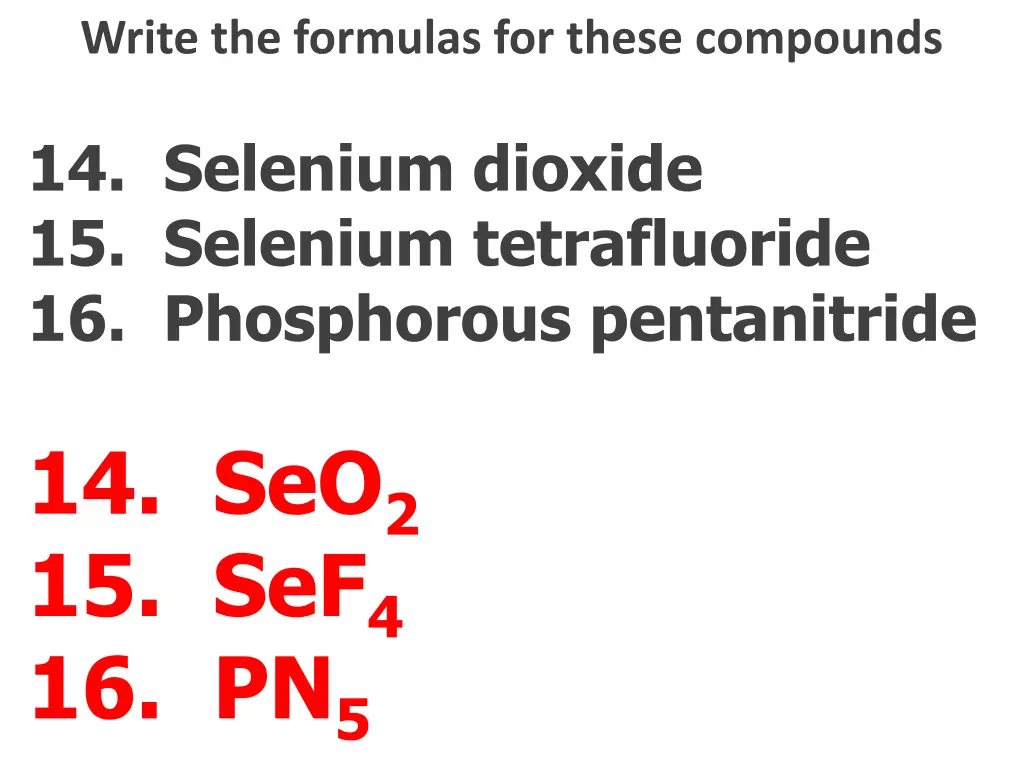 write the formulas for these compounds 2