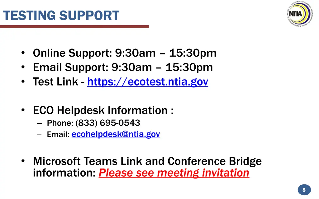 testing support