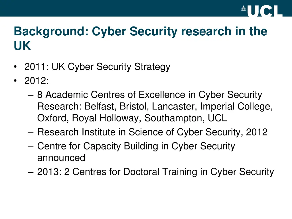 background cyber security research in the uk
