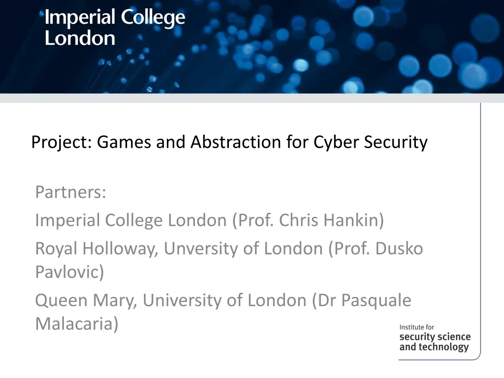 project games and abstraction for cyber security