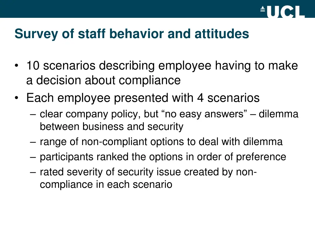survey of staff behavior and attitudes