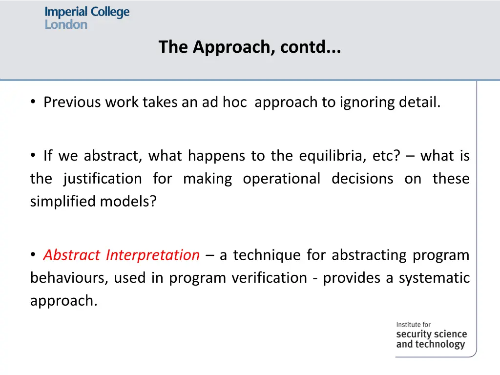 the approach contd