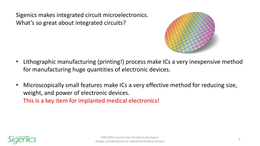 sigenics makes integrated circuit