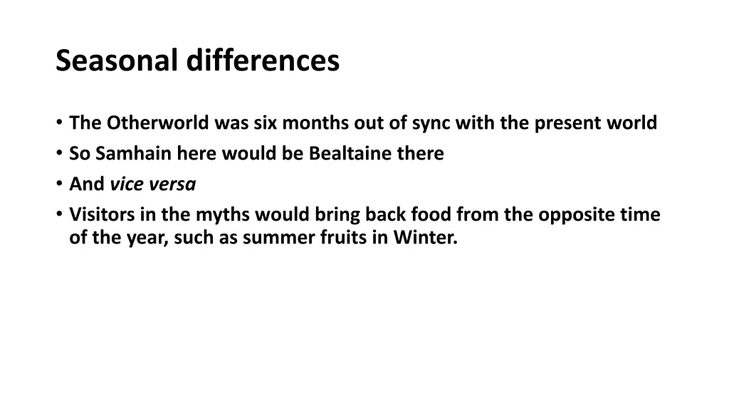 seasonal differences
