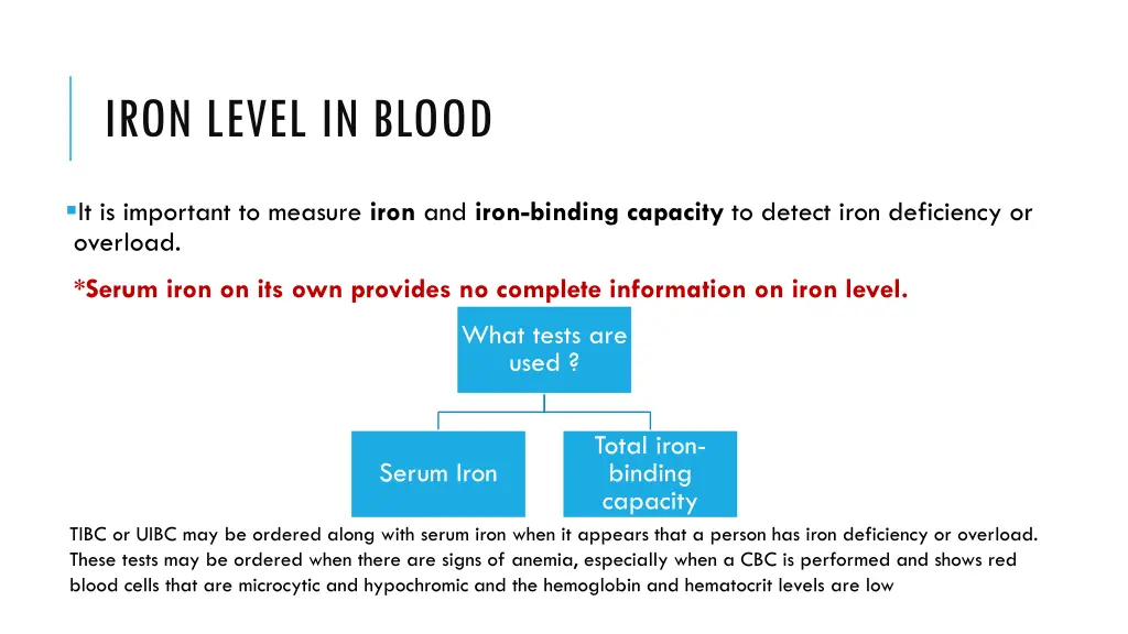 iron level in blood
