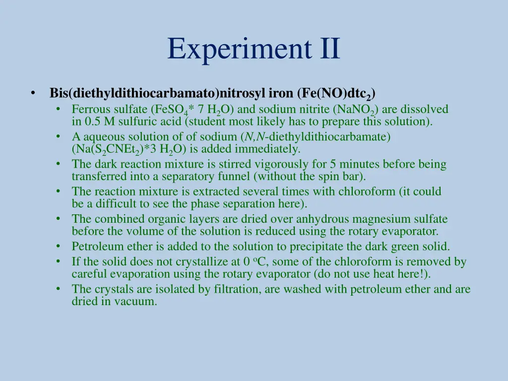 experiment ii