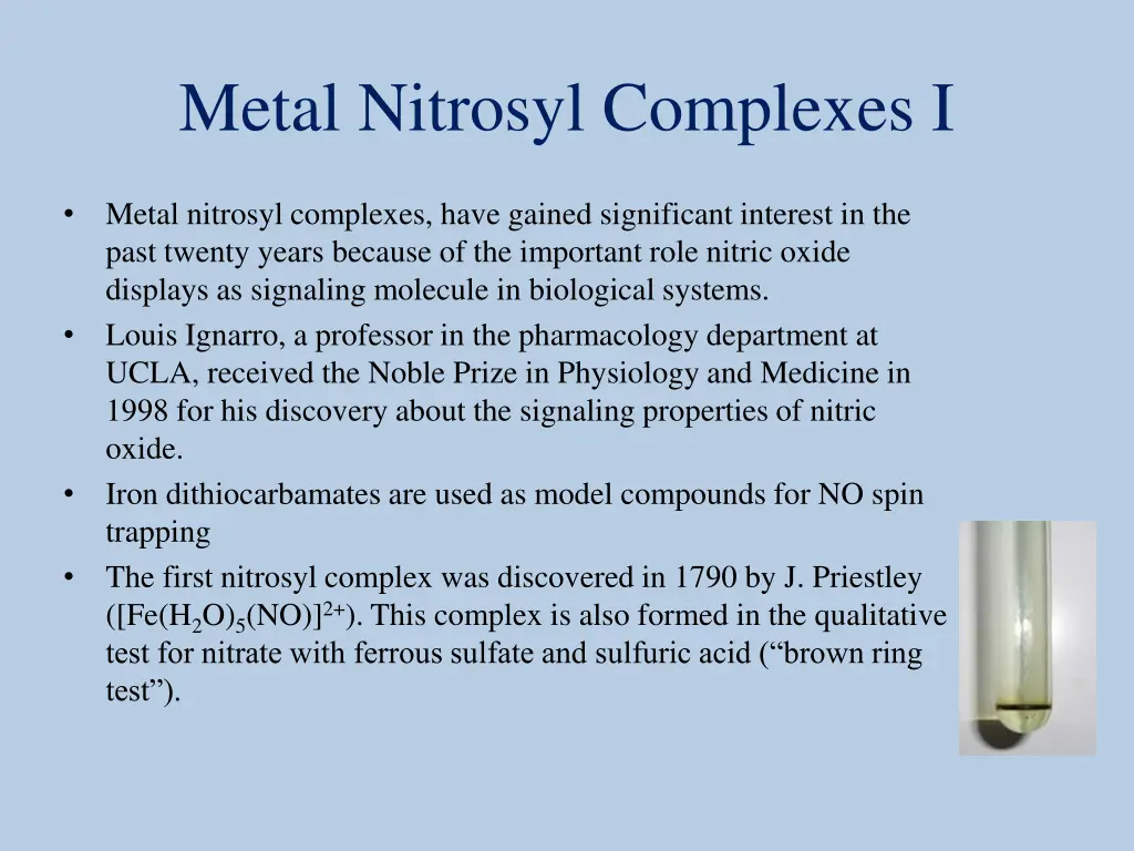 metal nitrosyl complexes i