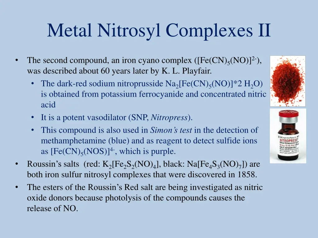 metal nitrosyl complexes ii