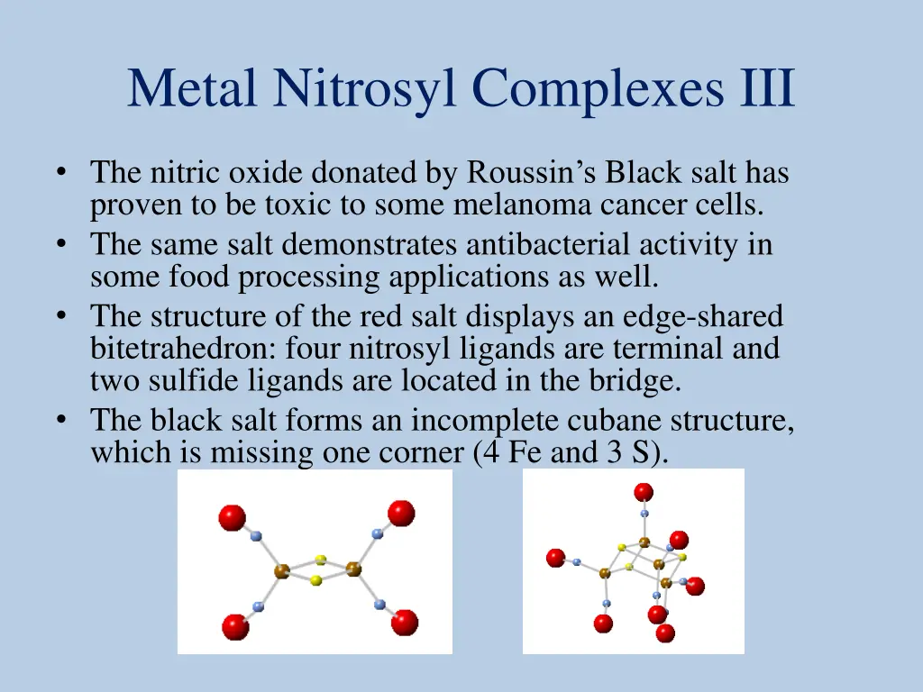 metal nitrosyl complexes iii