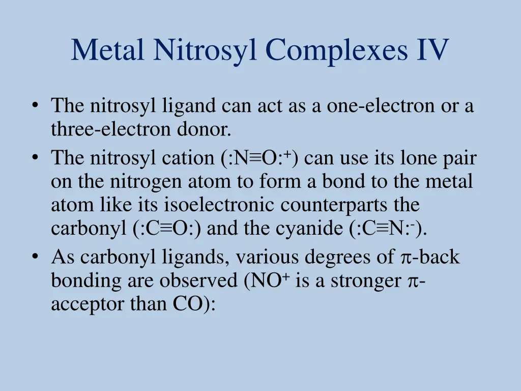 metal nitrosyl complexes iv