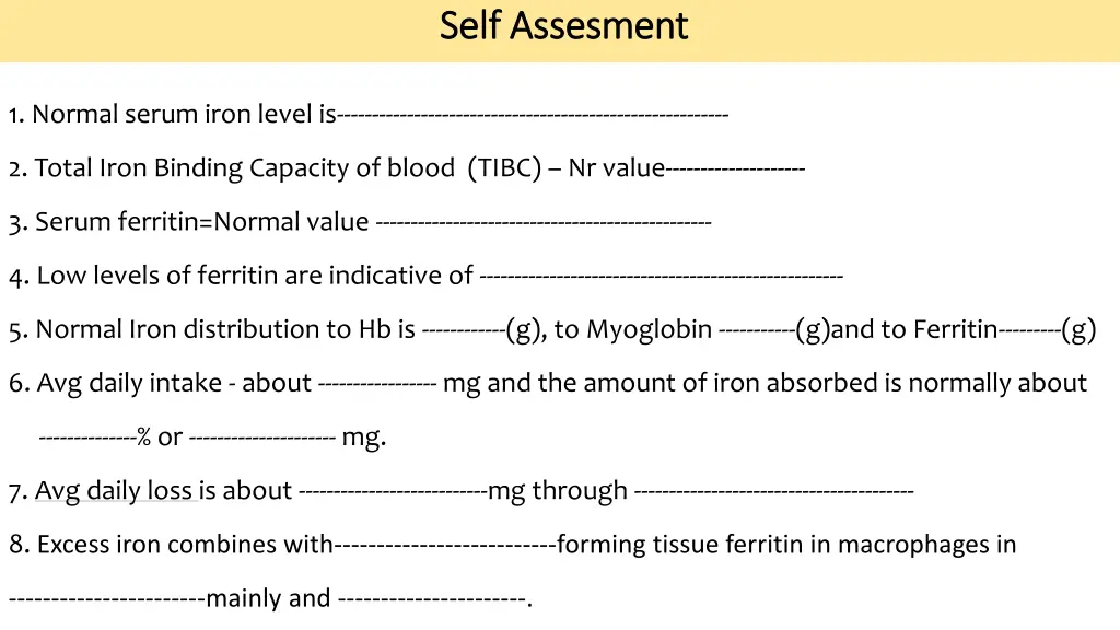 self self assesment assesment