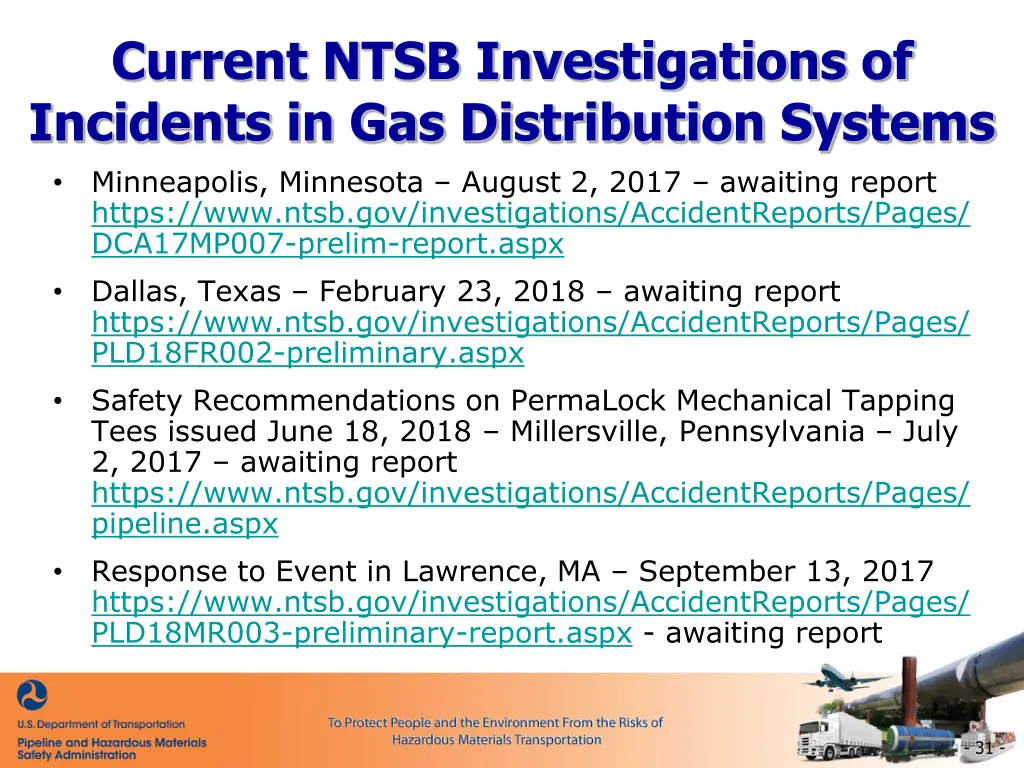 current ntsb investigations of incidents