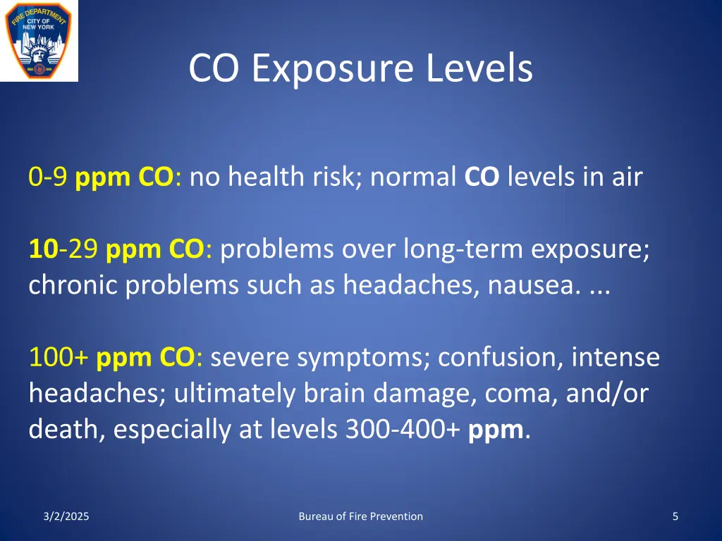 co exposure levels