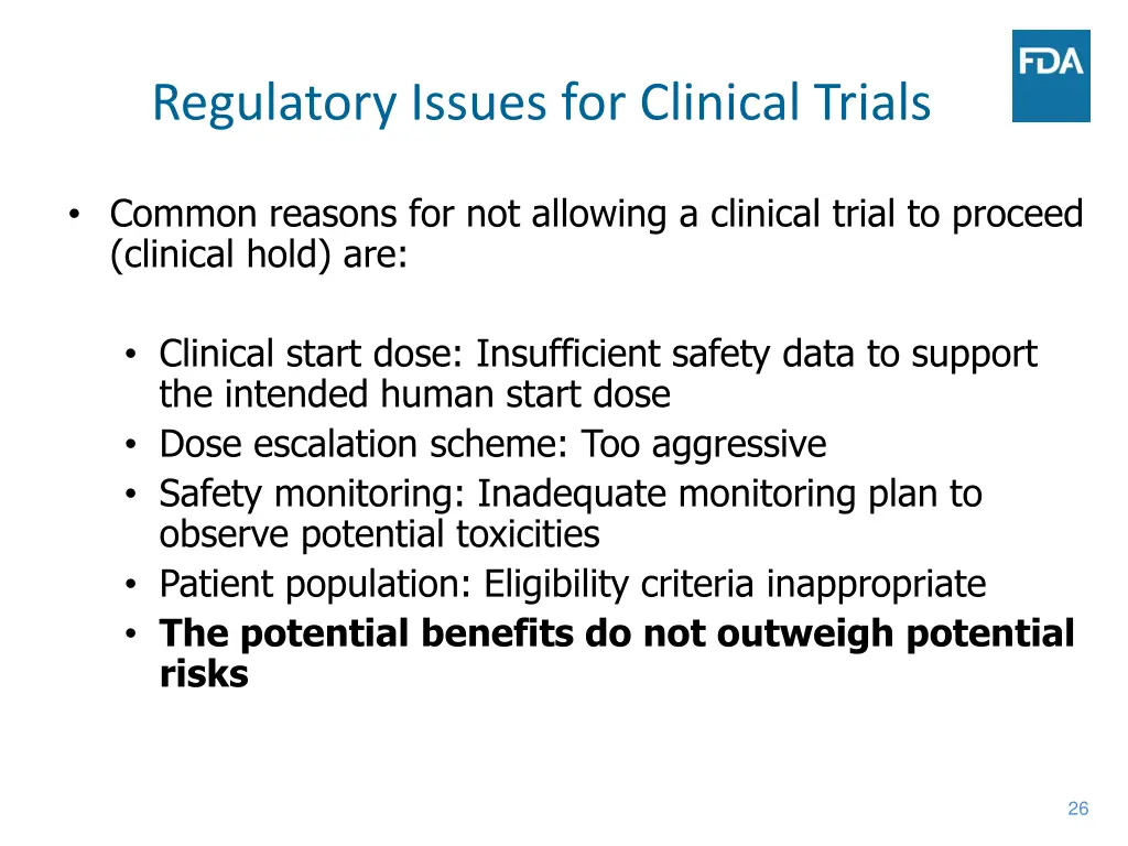 regulatory issues for clinical trials