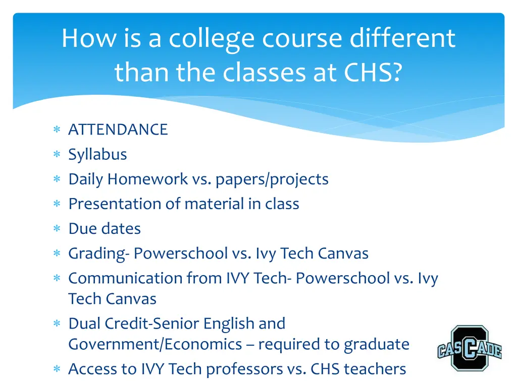 how is a college course different than