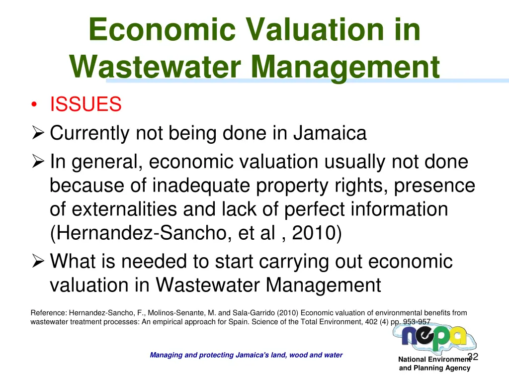 economic valuation in wastewater management