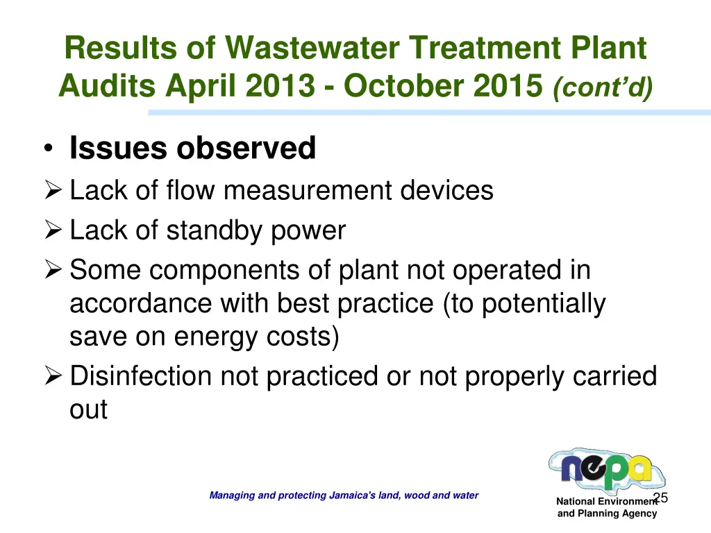 results of wastewater treatment plant audits 2
