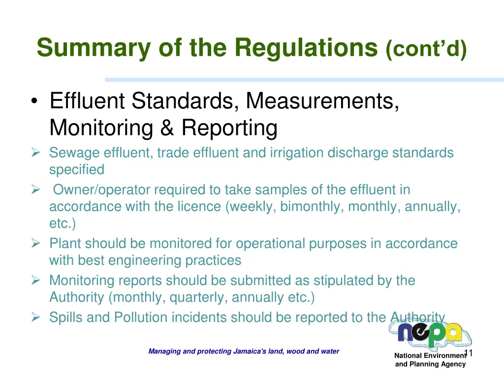 summary of the regulations cont d 1