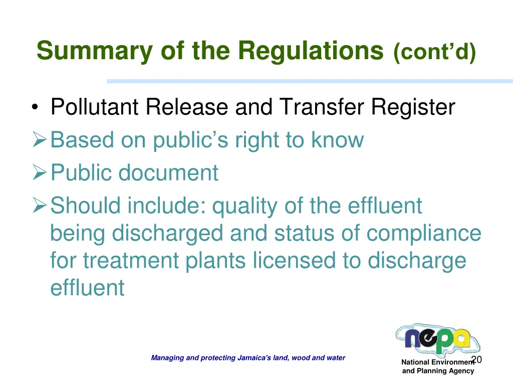summary of the regulations cont d 10