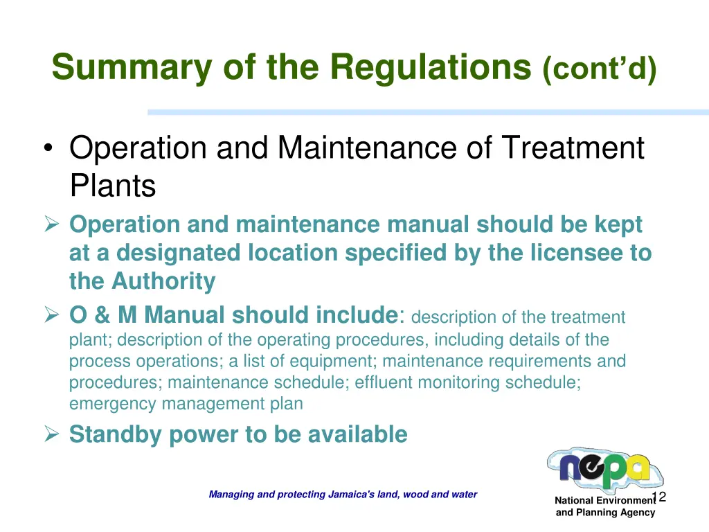 summary of the regulations cont d 2