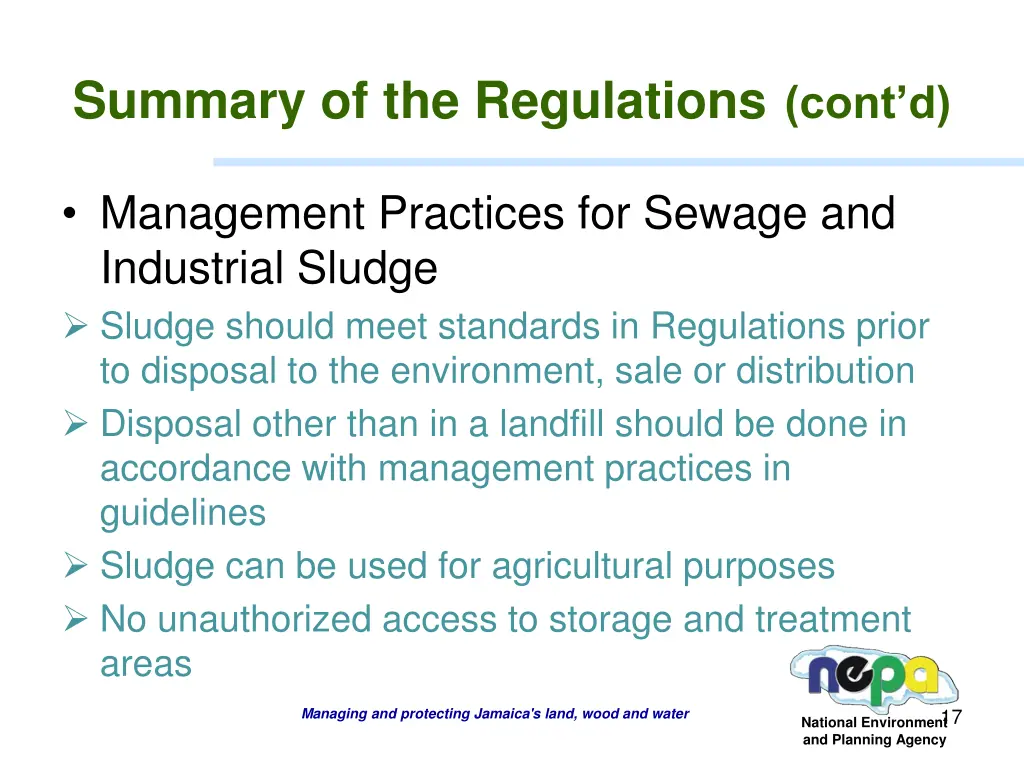 summary of the regulations cont d 7