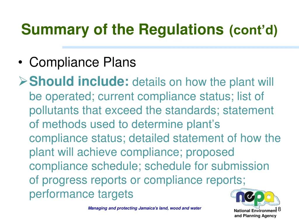 summary of the regulations cont d 8