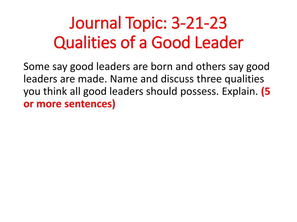 journal topic 3 journal topic 3 21 qualities