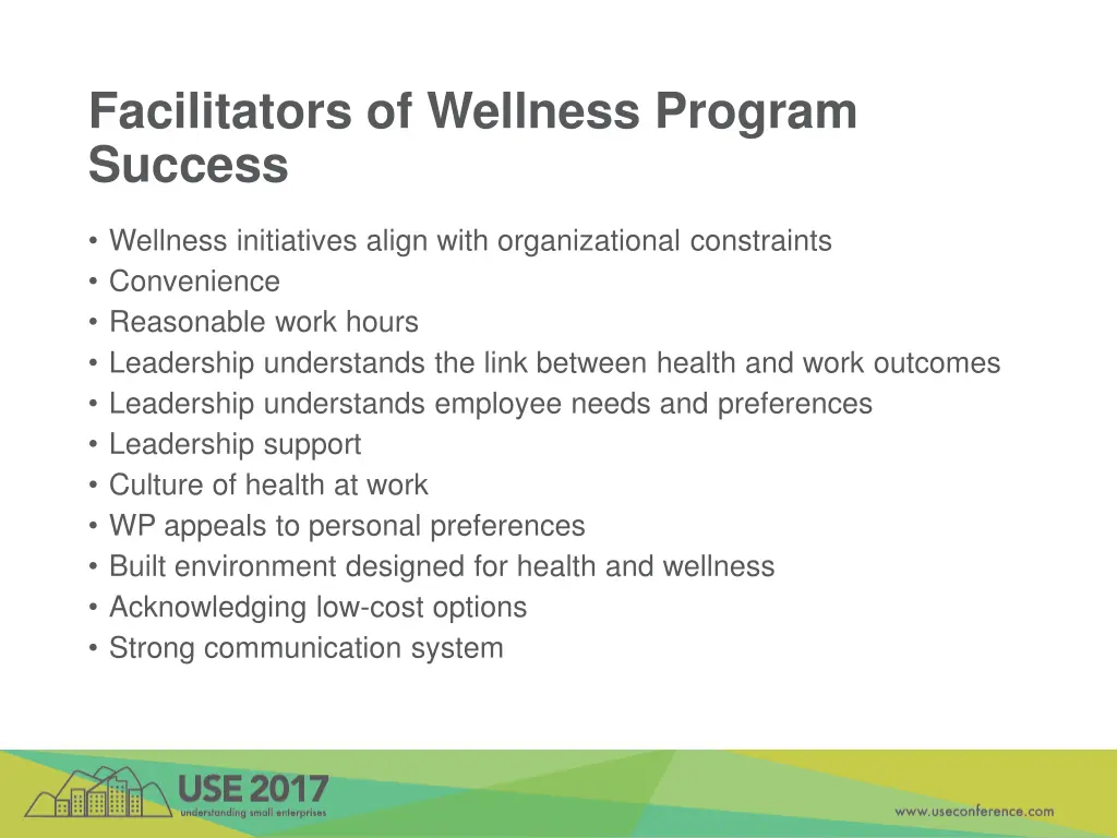 facilitators of wellness program success