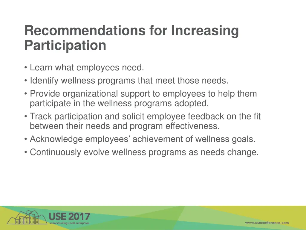 recommendations for increasing participation