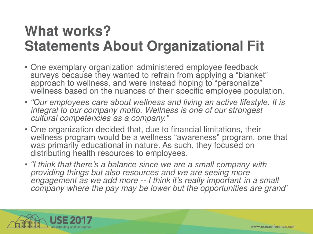 what works statements about organizational fit