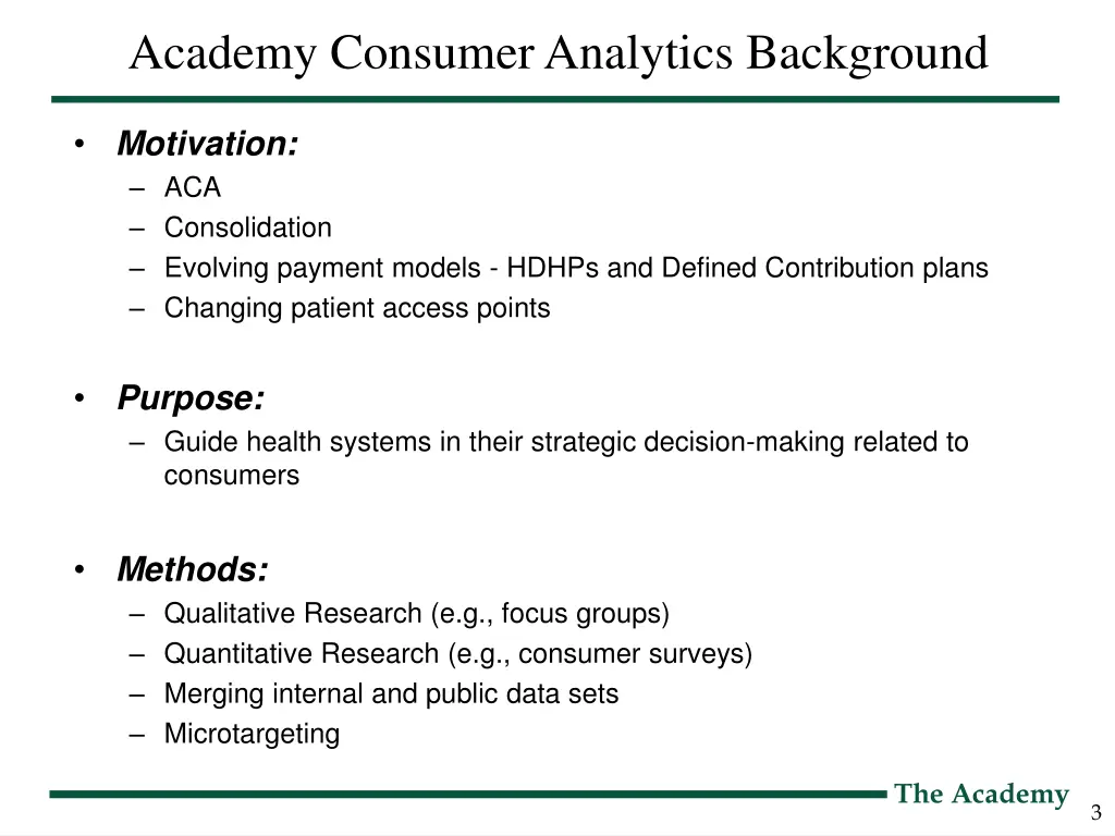 academy consumer analytics background