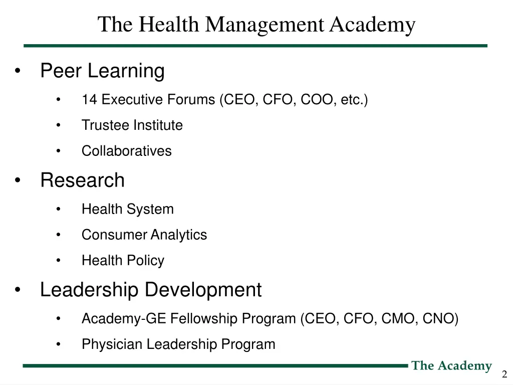 the health management academy