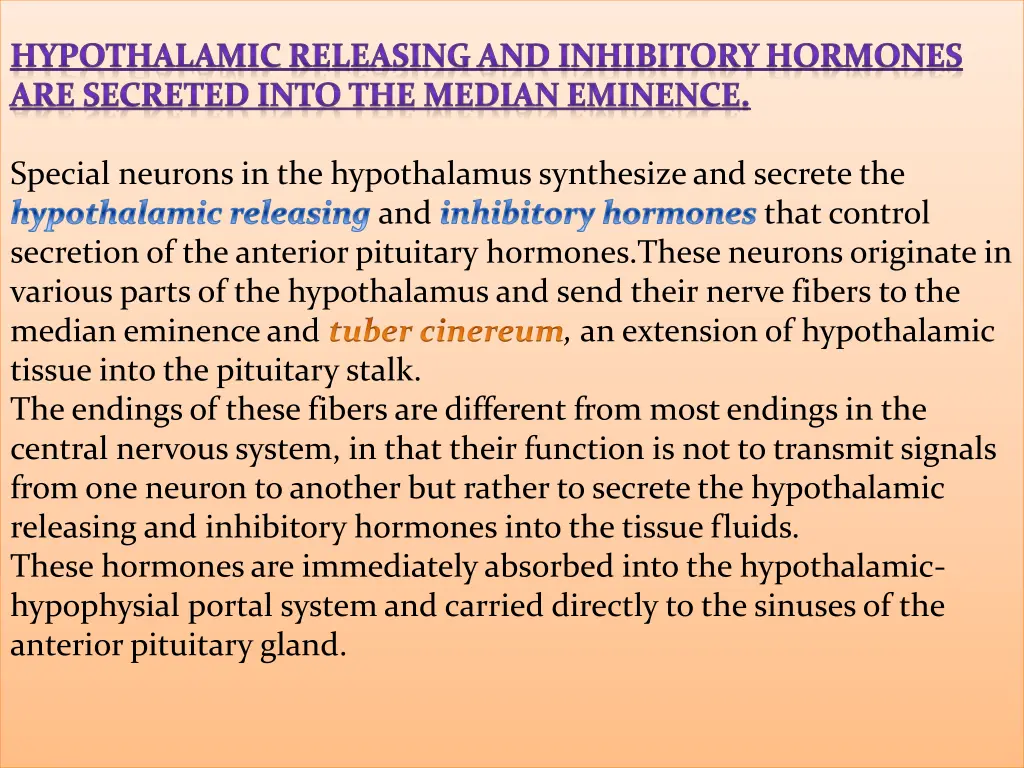 hypothalamic releasing and inhibitory hormones