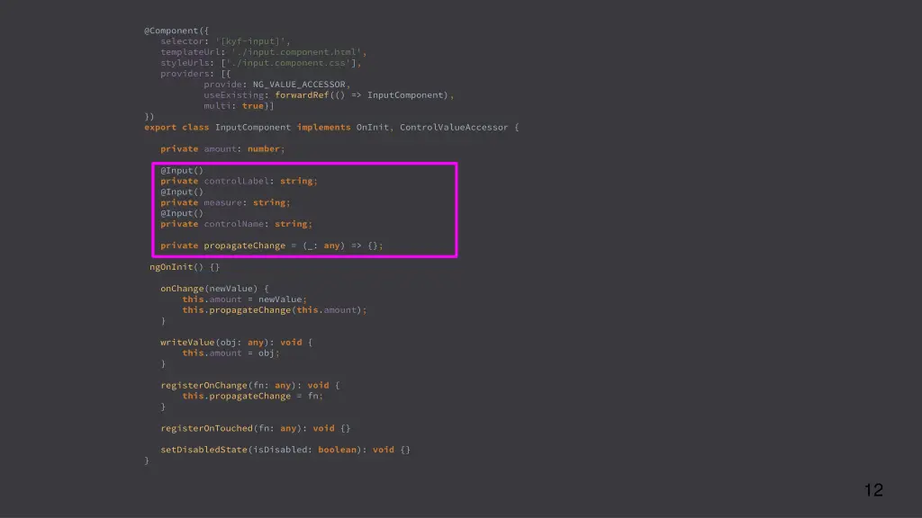 @component selector kyf input templateurl input